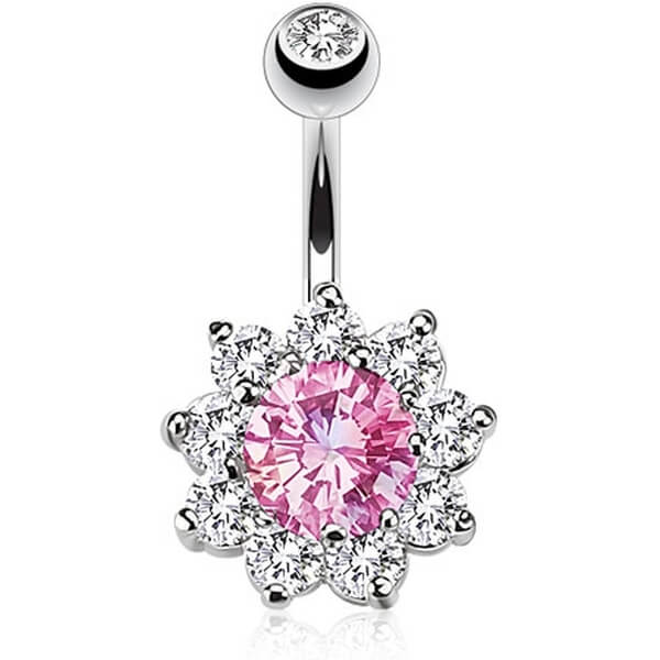 Bauchnabelpiercing Blume Zirkonia Silber - Image 2