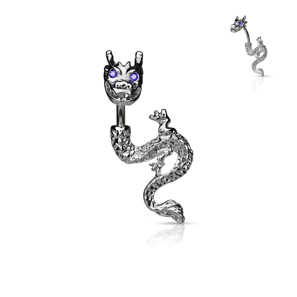 Bauchnabelpiercing Drache Zirkonia Silber - Image 2