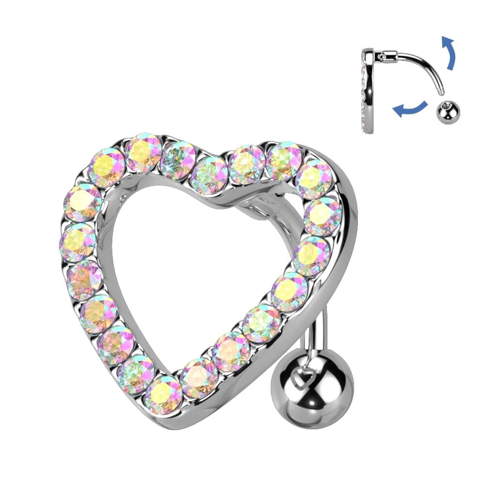 Bauchnabelpiercing Top Down Herz Zirkonia - Image 3