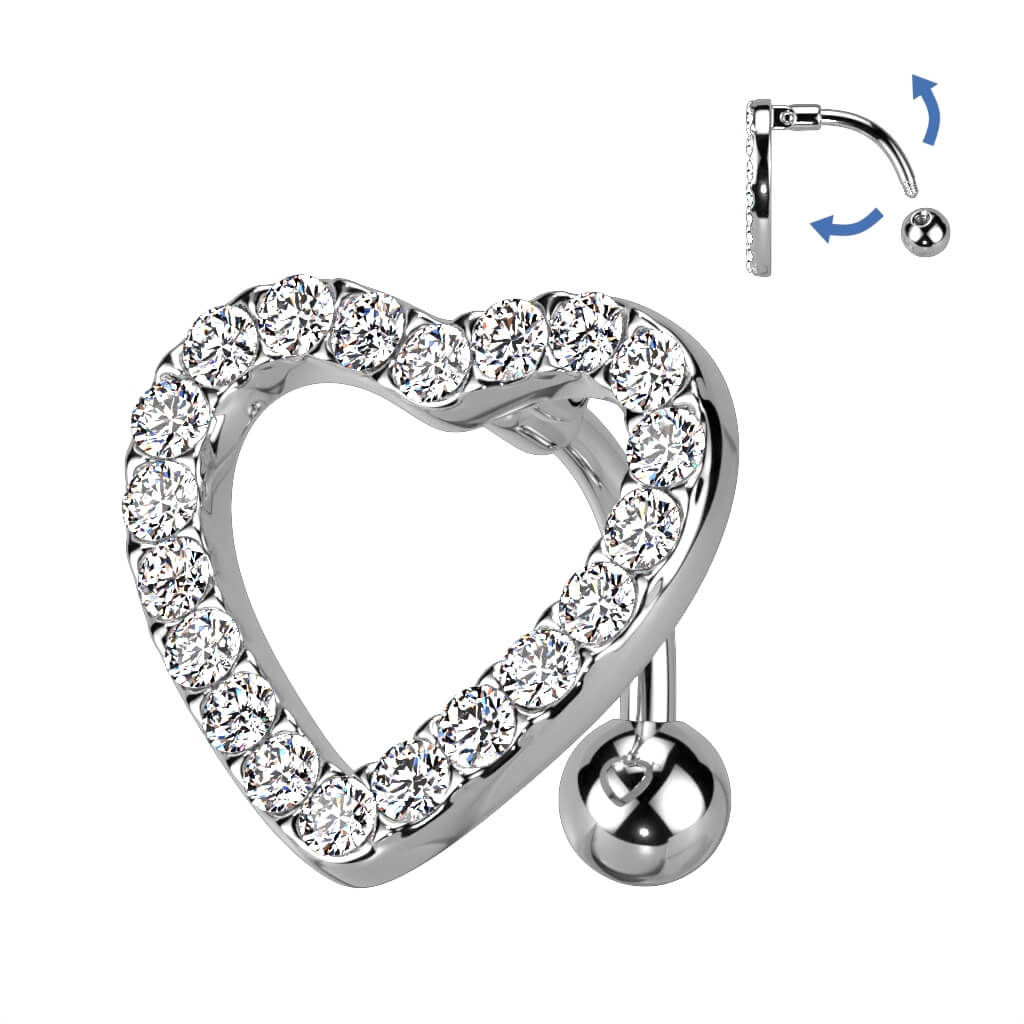 Bauchnabelpiercing Top Down Herz Zirkonia - Image 4