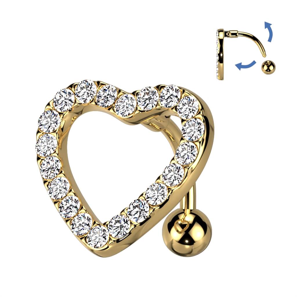 Bauchnabelpiercing Top Down Herz Zirkonia - Image 5