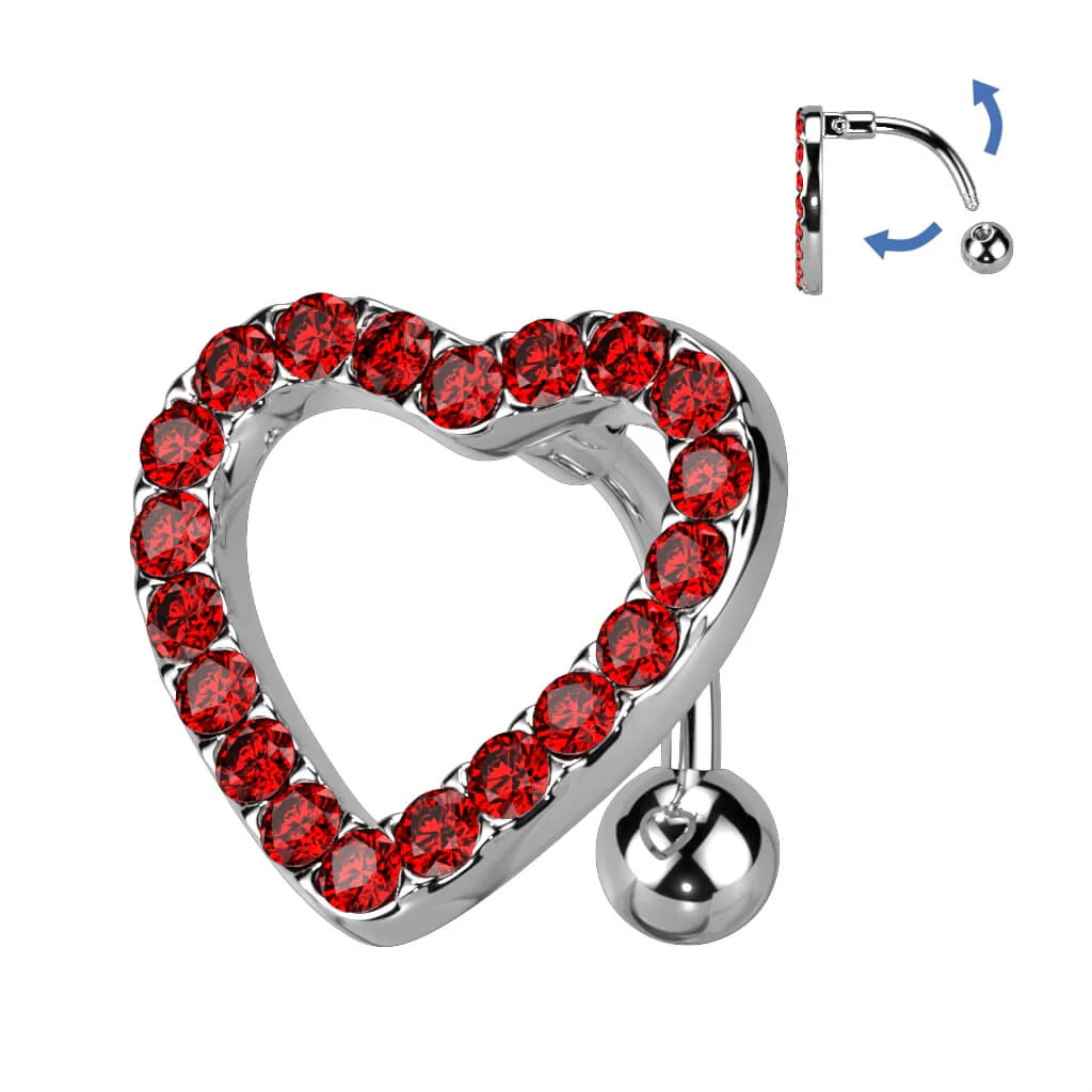 Bauchnabelpiercing Top Down Herz Zirkonia - Image 6