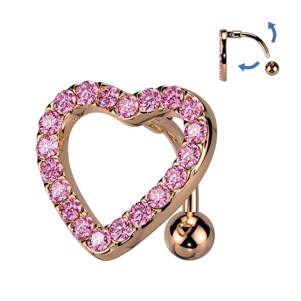 Bauchnabelpiercing Top Down Herz Zirkonia - Image 7