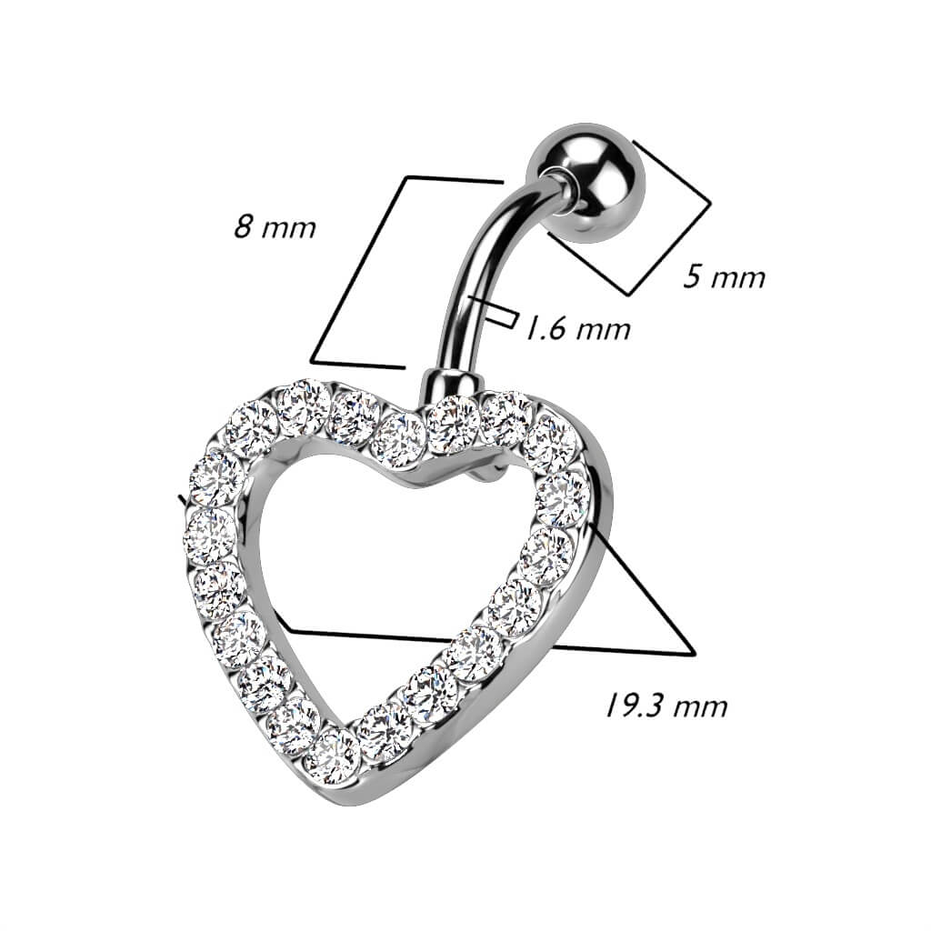 Bauchnabelpiercing Top Down Herz Zirkonia - Image 8