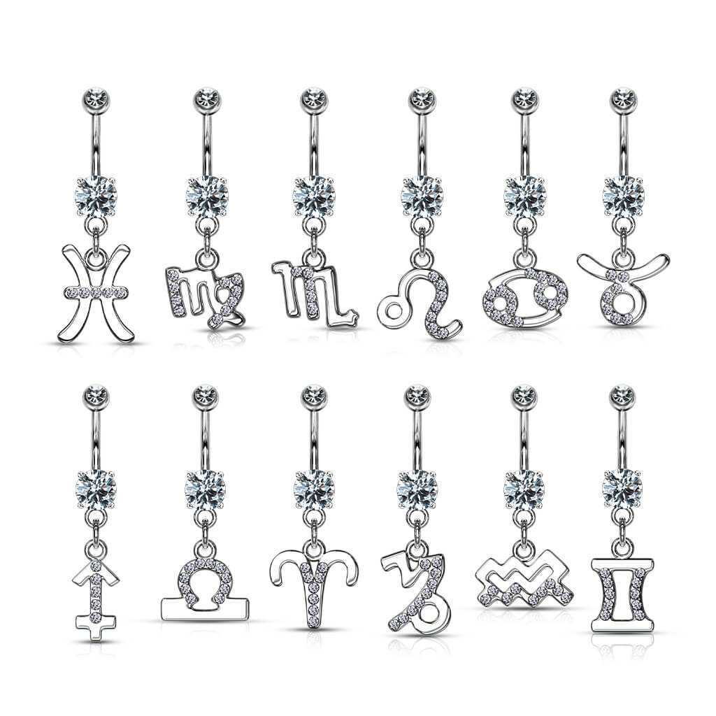 Bauchnabelpiercing Sternzeichen beweglich Zirkonia Silber - Image 2