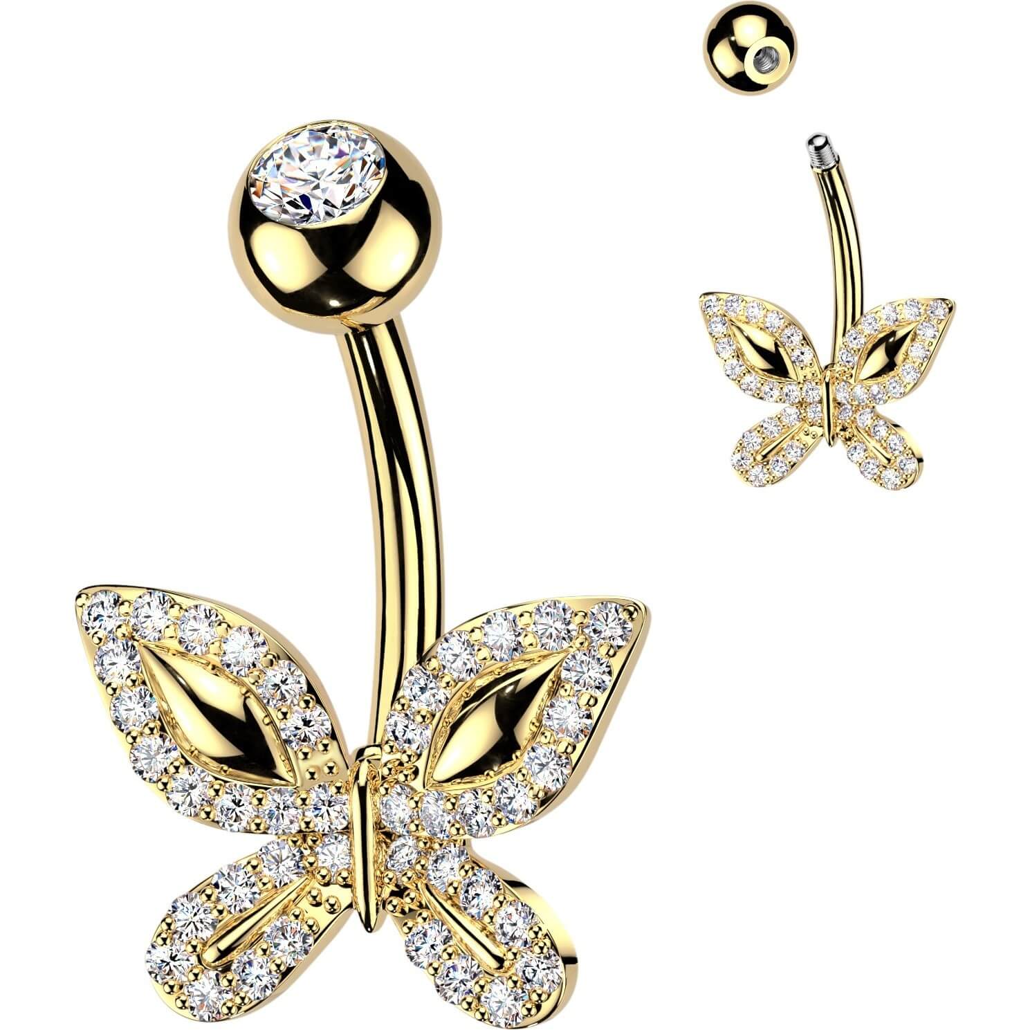 Bauchnabelpiercing Pavé Zirkonia umrandeter Schmetterling - Image 3