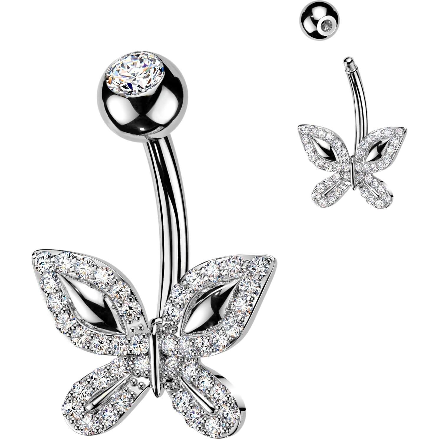Bauchnabelpiercing Pavé Zirkonia umrandeter Schmetterling - Image 4