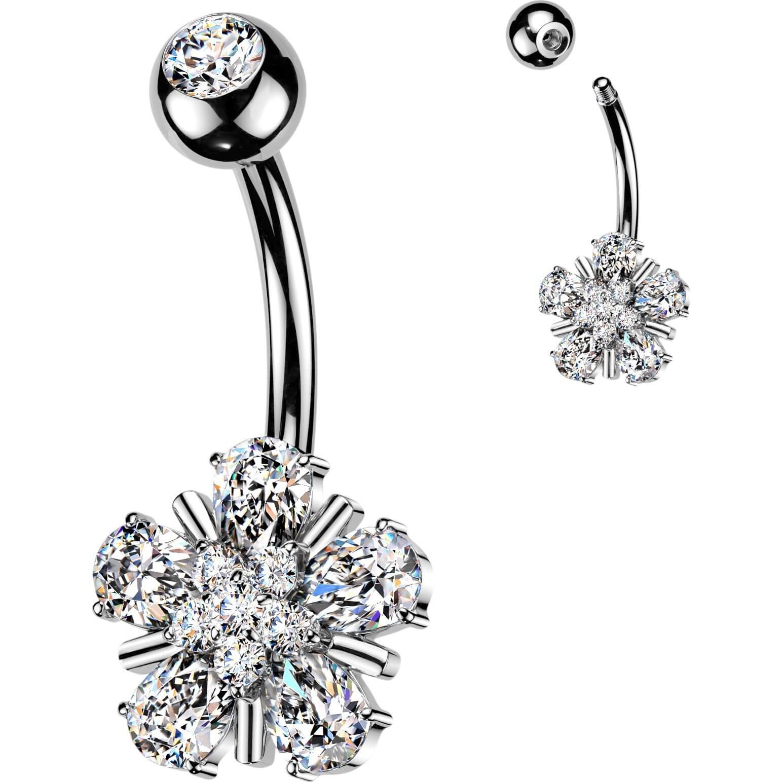 Bauchnabelpiercing Tropfen Zirkonia Blume - Image 4