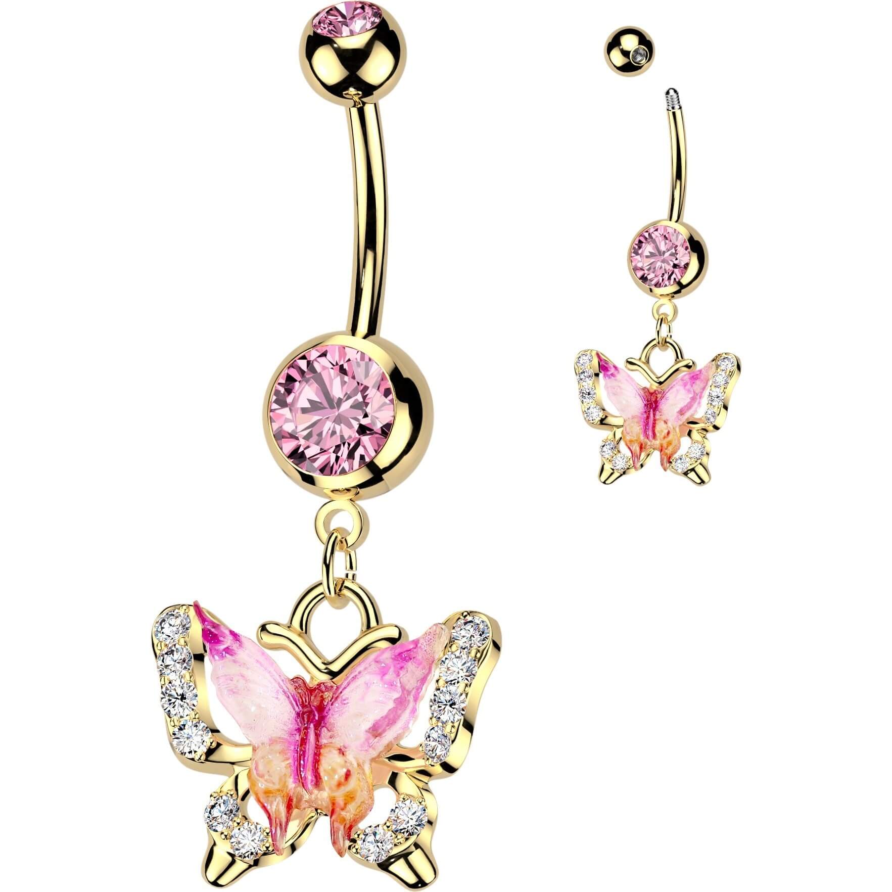 Bauchnabelpiercing Hänger Emaille Zirkonia Schmetterling