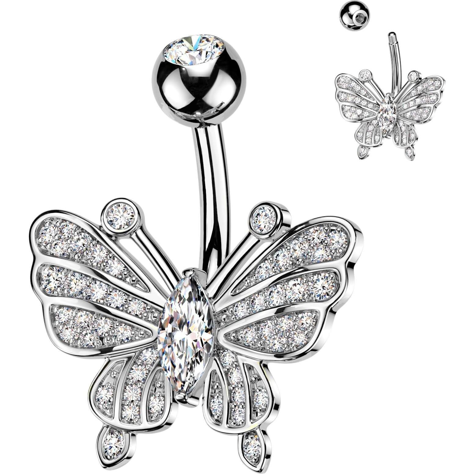 Bauchnabelpiercing Pavé Marquise Zirkonia Schmetterling - Image 4
