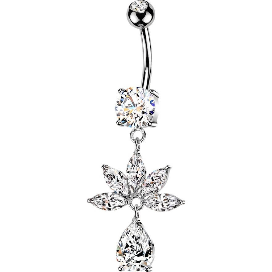 Bauchnabelpiercing Marquise Zirkonia Fächer Tropfen Anhänger