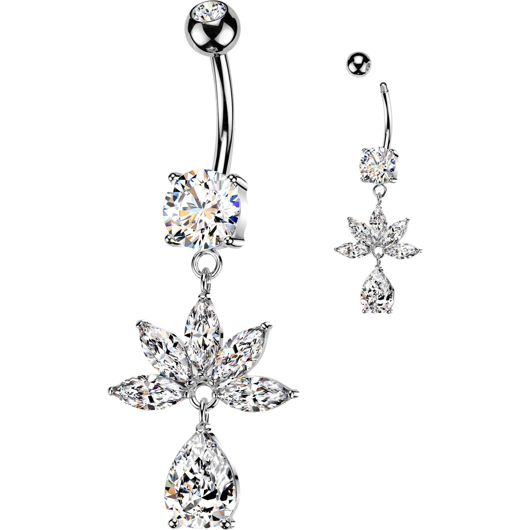 Bauchnabelpiercing Marquise Zirkonia Fächer Tropfen Anhänger - Image 4