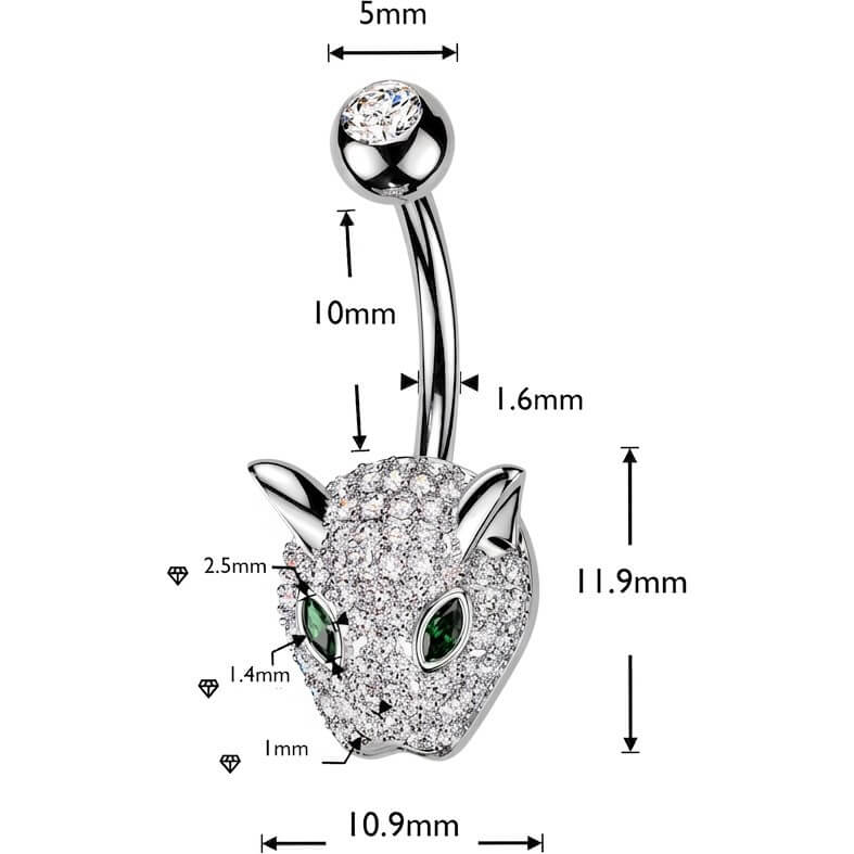 Bauchnabelpiercing Pavé Zirkonia Leopard - Image 2