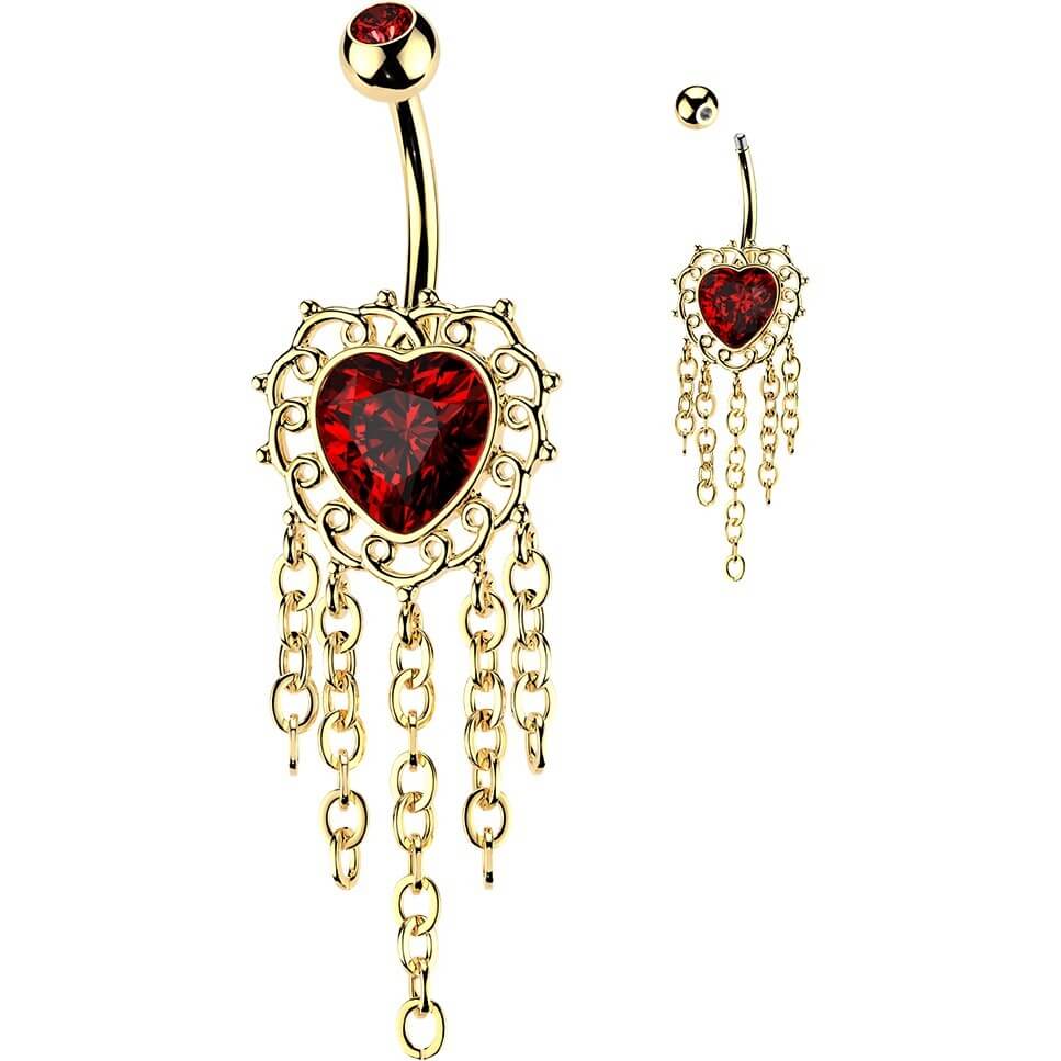 Bauchnabelpiercing Hänger filigranes Herz Kronleuchter Kette - Image 3
