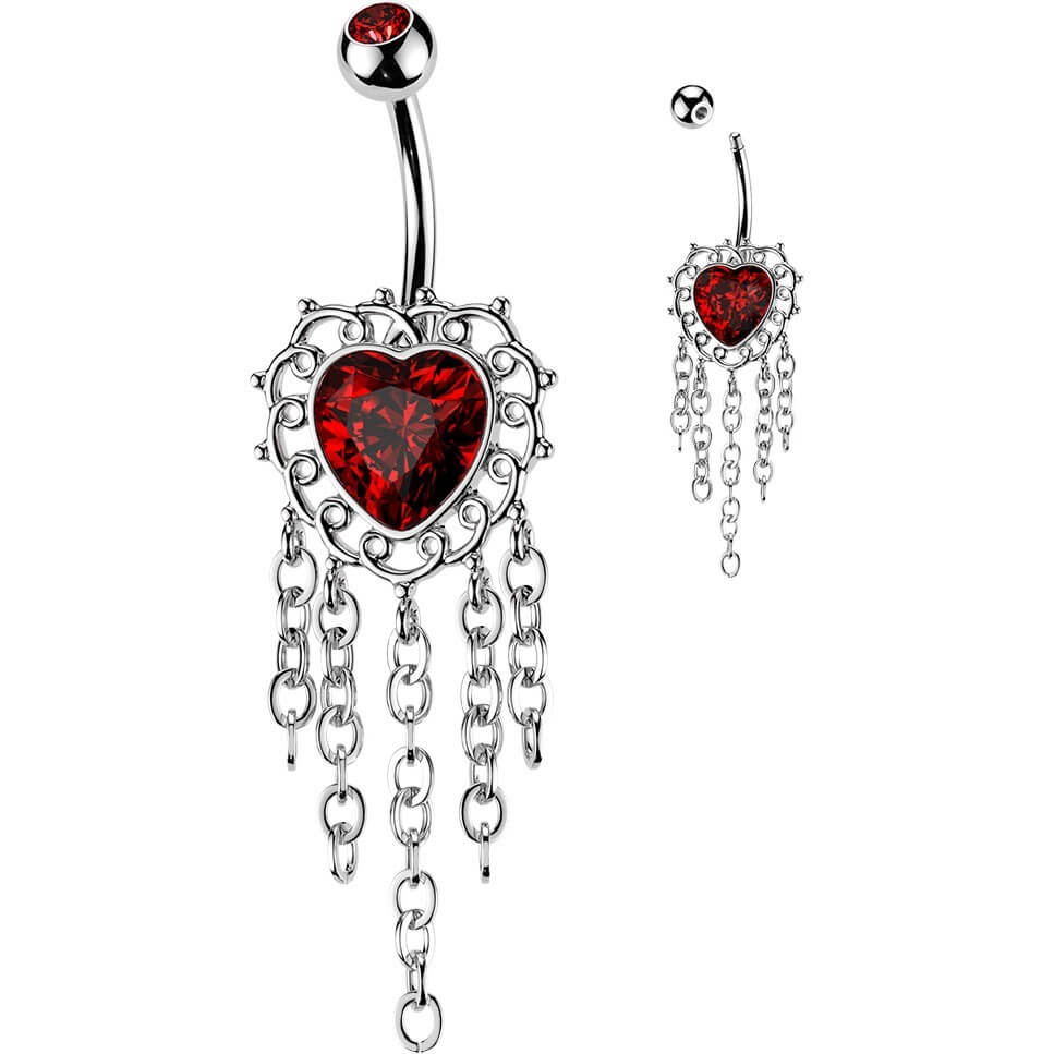 Bauchnabelpiercing Hänger filigranes Herz Kronleuchter Kette - Image 4