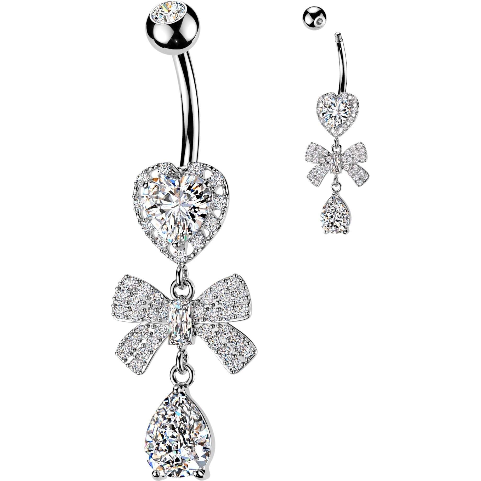 Bauchnabelpiercing Hänger Herz Pavé Schleife Tropfen Zirkonia