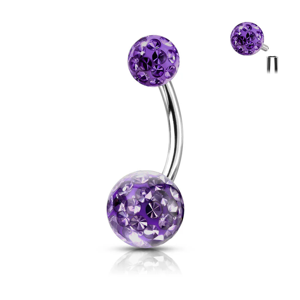 Bauchnabelpiercing Kugel Zirkonia Silber Innengewinde - Image 10