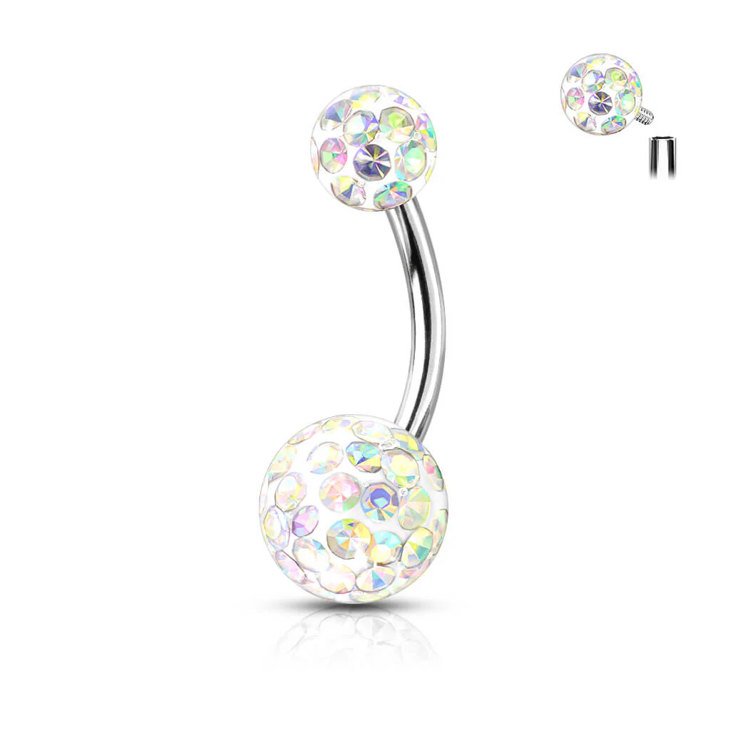 Bauchnabelpiercing Kugel Zirkonia Silber Innengewinde - Image 2