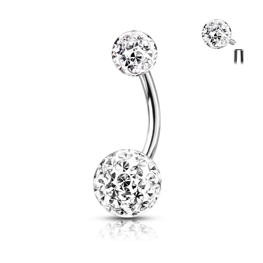 Bauchnabelpiercing Kugel Zirkonia Silber Innengewinde - Image 3
