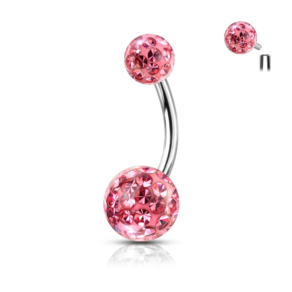 Bauchnabelpiercing Kugel Zirkonia Silber Innengewinde - Image 5
