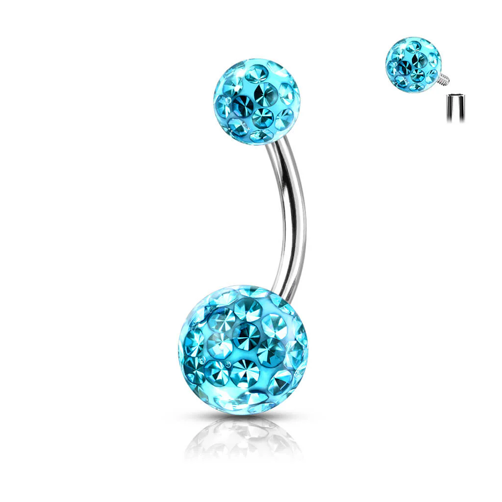 Bauchnabelpiercing Kugel Zirkonia Silber Innengewinde - Image 7