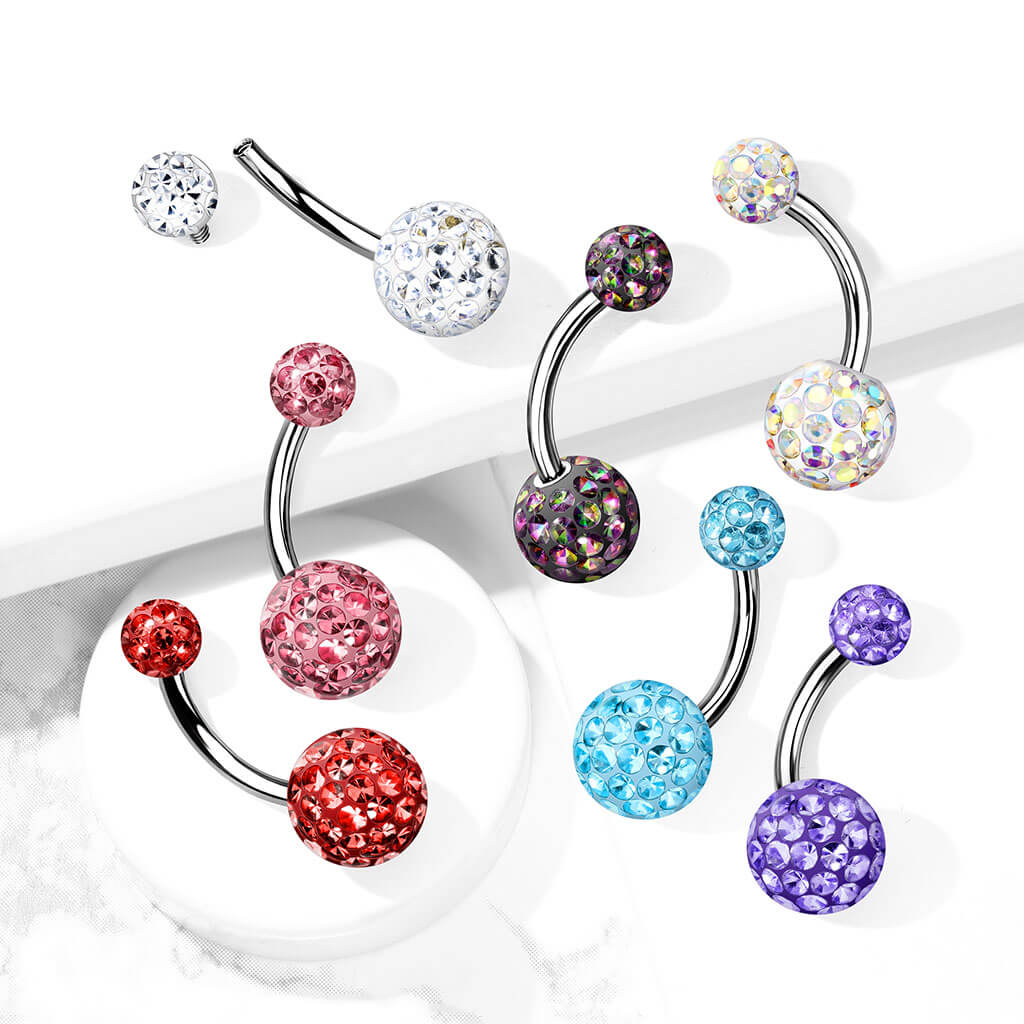 Bauchnabelpiercing Kugel Zirkonia Silber Innengewinde - Image 8