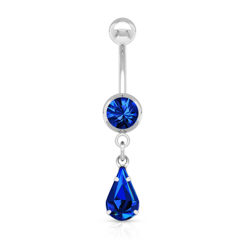 Bauchnabelpiercing Tropfen beweglich Zirkonia Silber - Image 2