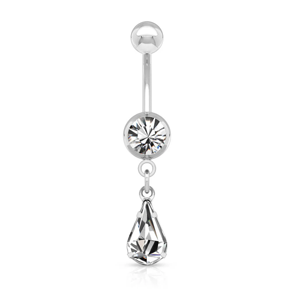 Bauchnabelpiercing Tropfen beweglich Zirkonia Silber - Image 3