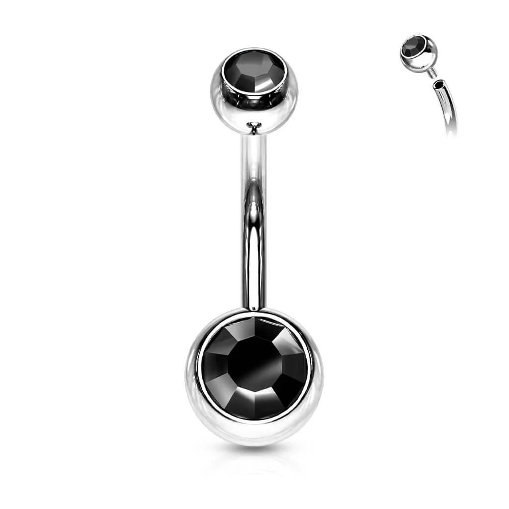 Bauchnabelpiercing Kugel Zirkonia Silber Innengewinde - Image 10