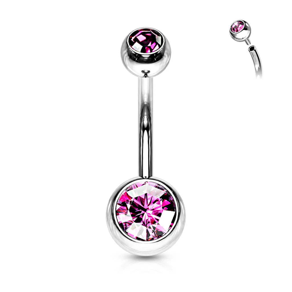 Bauchnabelpiercing Kugel Zirkonia Silber Innengewinde - Image 11