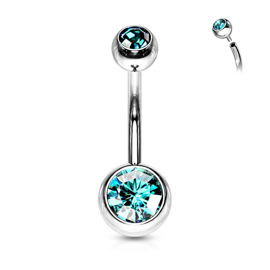 Bauchnabelpiercing Kugel Zirkonia Silber Innengewinde - Image 12