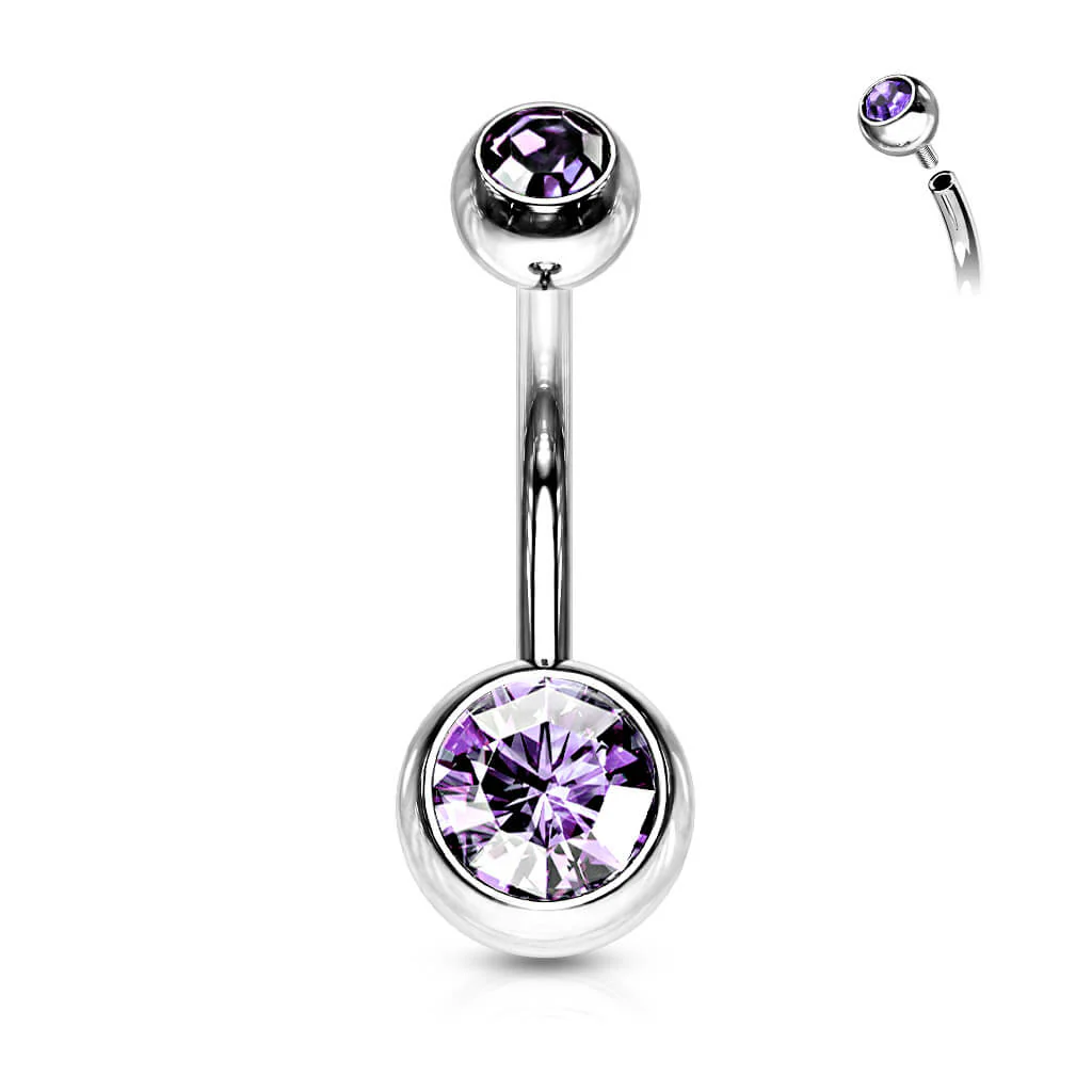 Bauchnabelpiercing Kugel Zirkonia Silber Innengewinde - Image 14