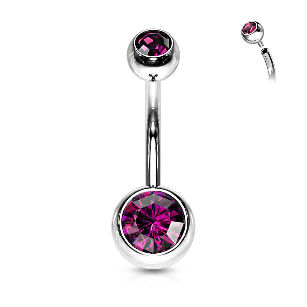 Bauchnabelpiercing Kugel Zirkonia Silber Innengewinde - Image 15
