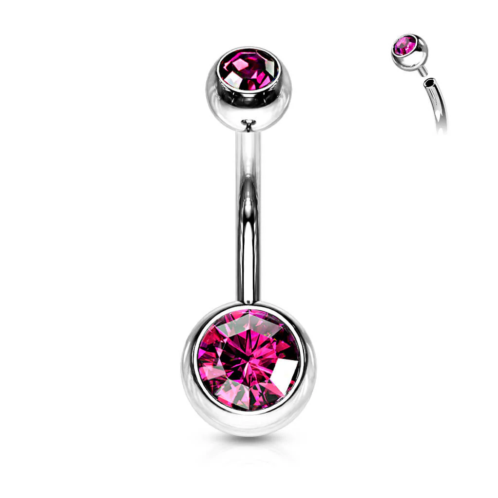 Bauchnabelpiercing Kugel Zirkonia Silber Innengewinde - Image 16