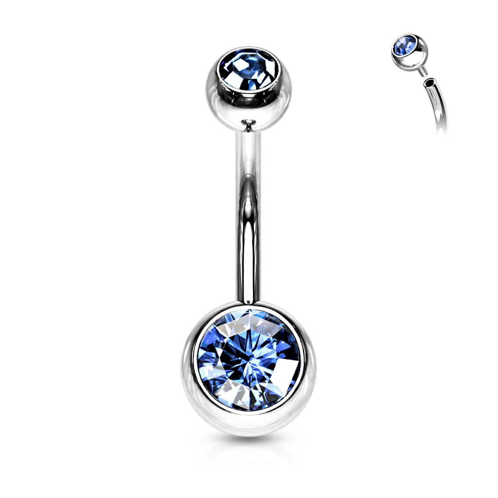Bauchnabelpiercing Kugel Zirkonia Silber Innengewinde - Image 17