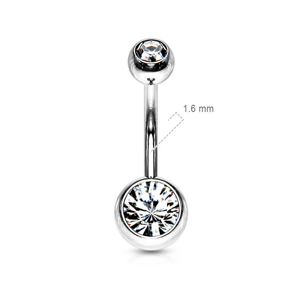 Bauchnabelpiercing Kugel Zirkonia Silber Innengewinde - Image 2