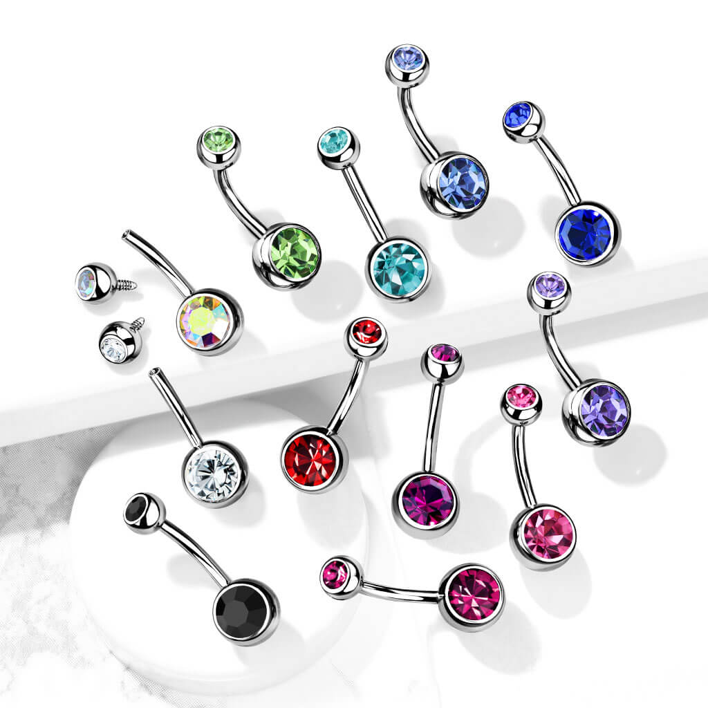 Bauchnabelpiercing Kugel Zirkonia Silber Innengewinde - Image 5