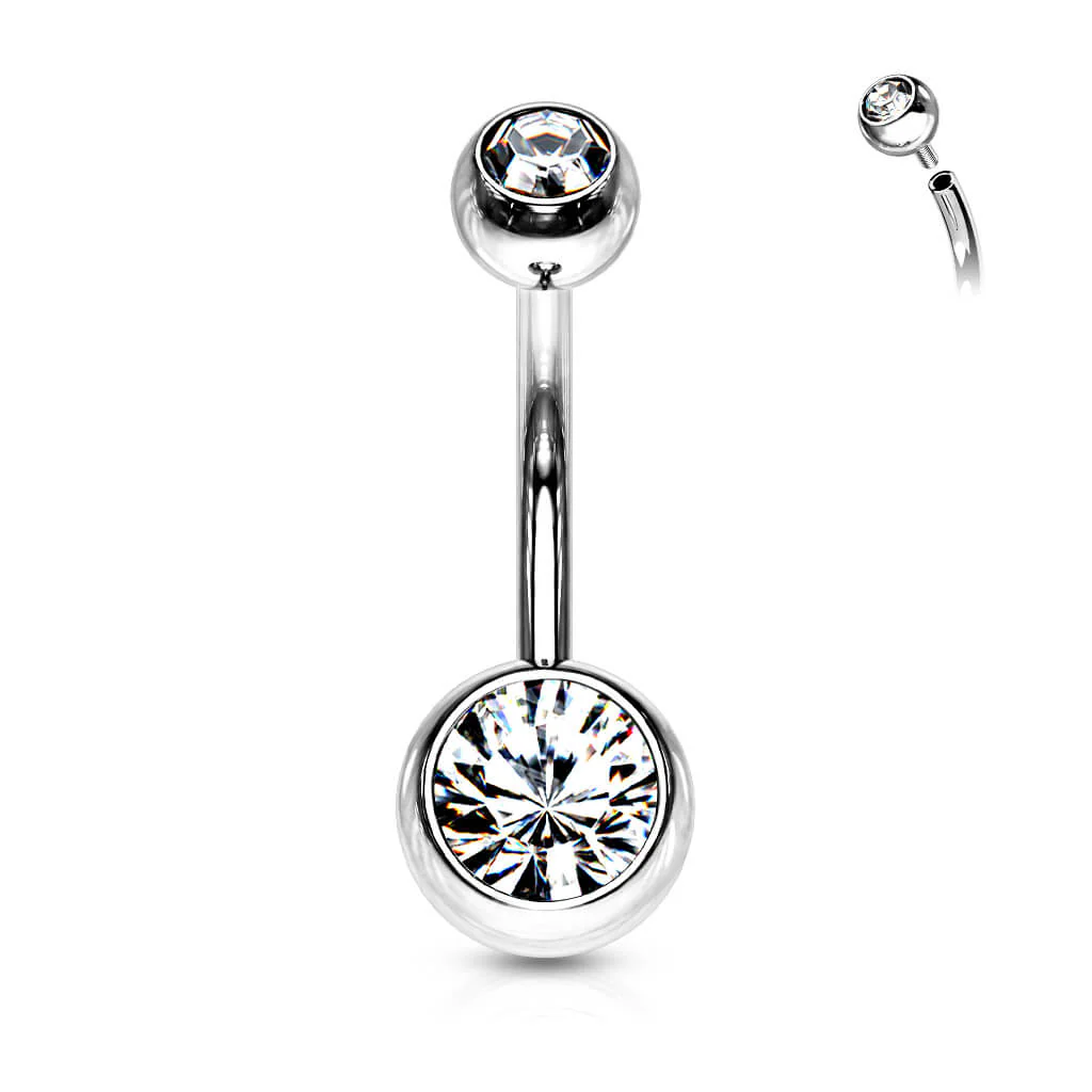 Bauchnabelpiercing Kugel Zirkonia Silber Innengewinde - Image 6
