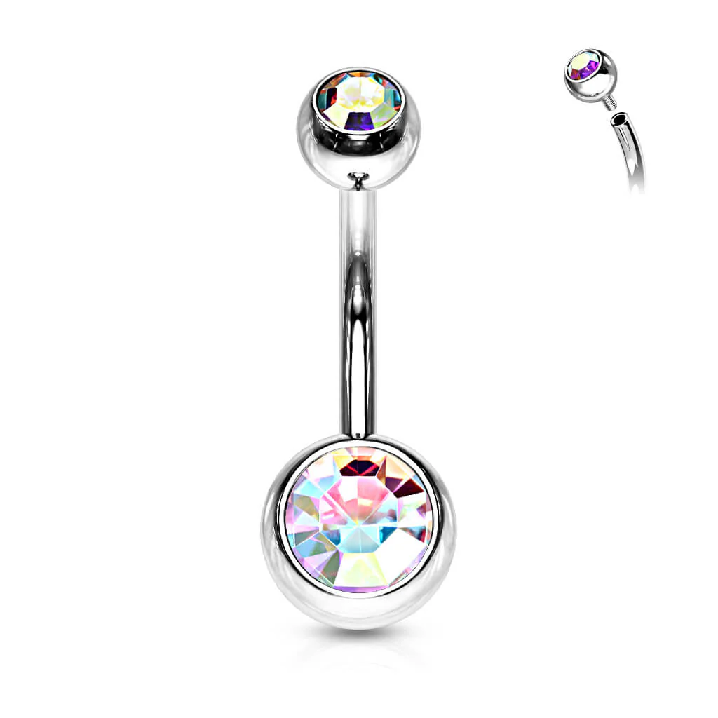 Bauchnabelpiercing Kugel Zirkonia Silber Innengewinde - Image 7