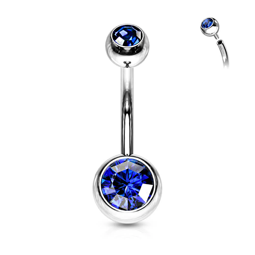 Bauchnabelpiercing Kugel Zirkonia Silber Innengewinde - Image 8