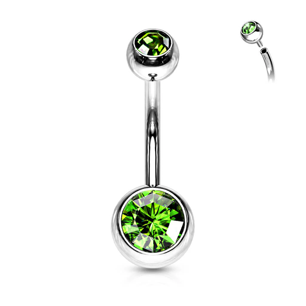 Bauchnabelpiercing Kugel Zirkonia Silber Innengewinde - Image 9