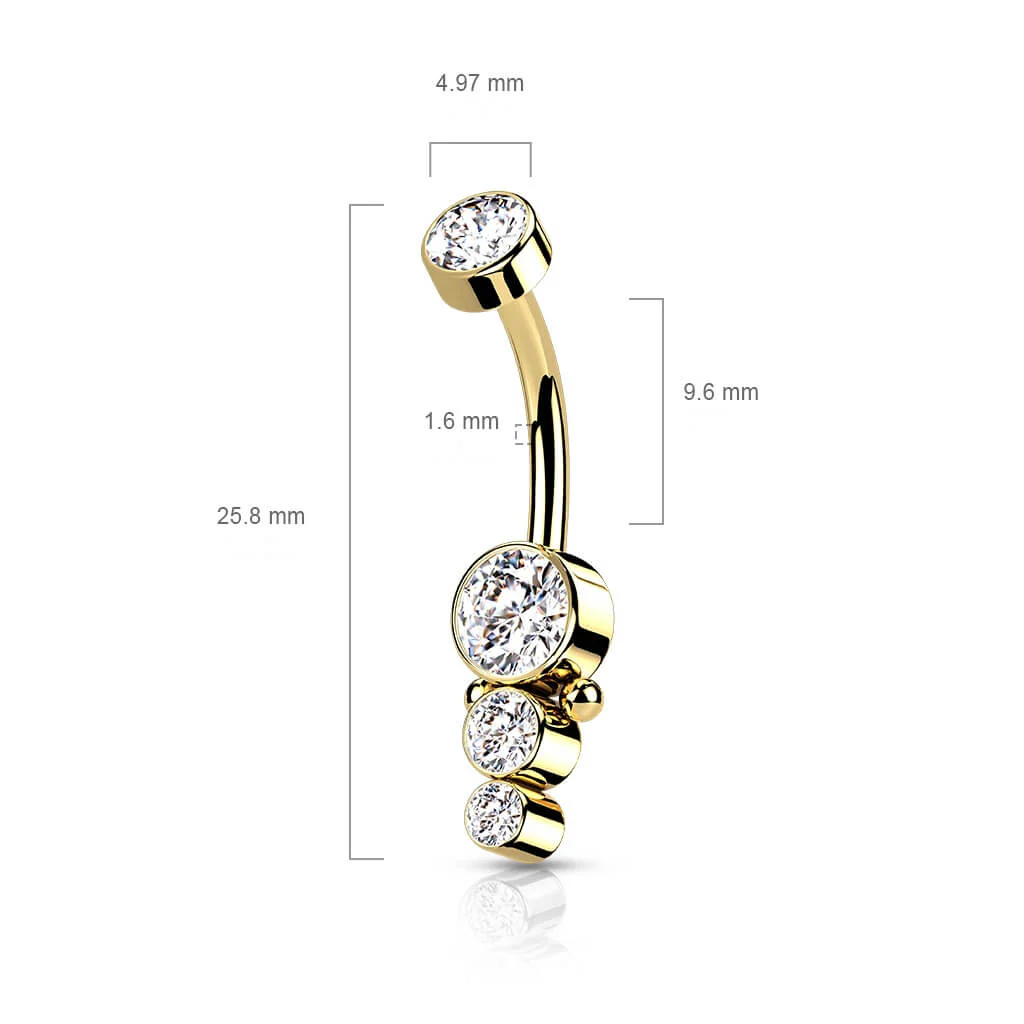 Bauchnabelpiercing Zirkonia Gold Innengewinde - Image 10