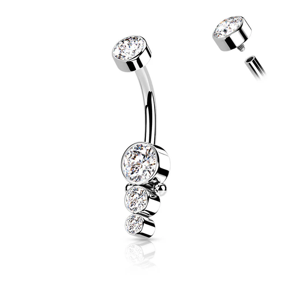 Bauchnabelpiercing Zirkonia Gold Innengewinde - Image 3