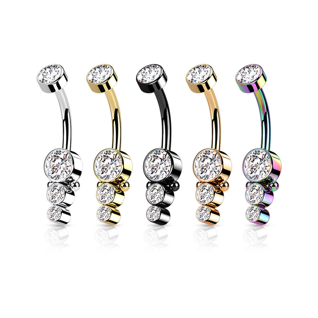 Bauchnabelpiercing Zirkonia Gold Innengewinde - Image 5