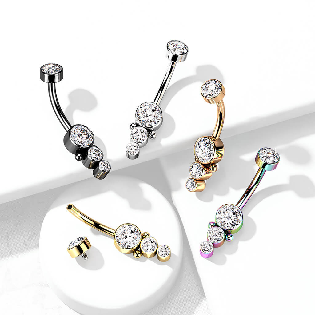 Bauchnabelpiercing Zirkonia Gold Innengewinde - Image 7