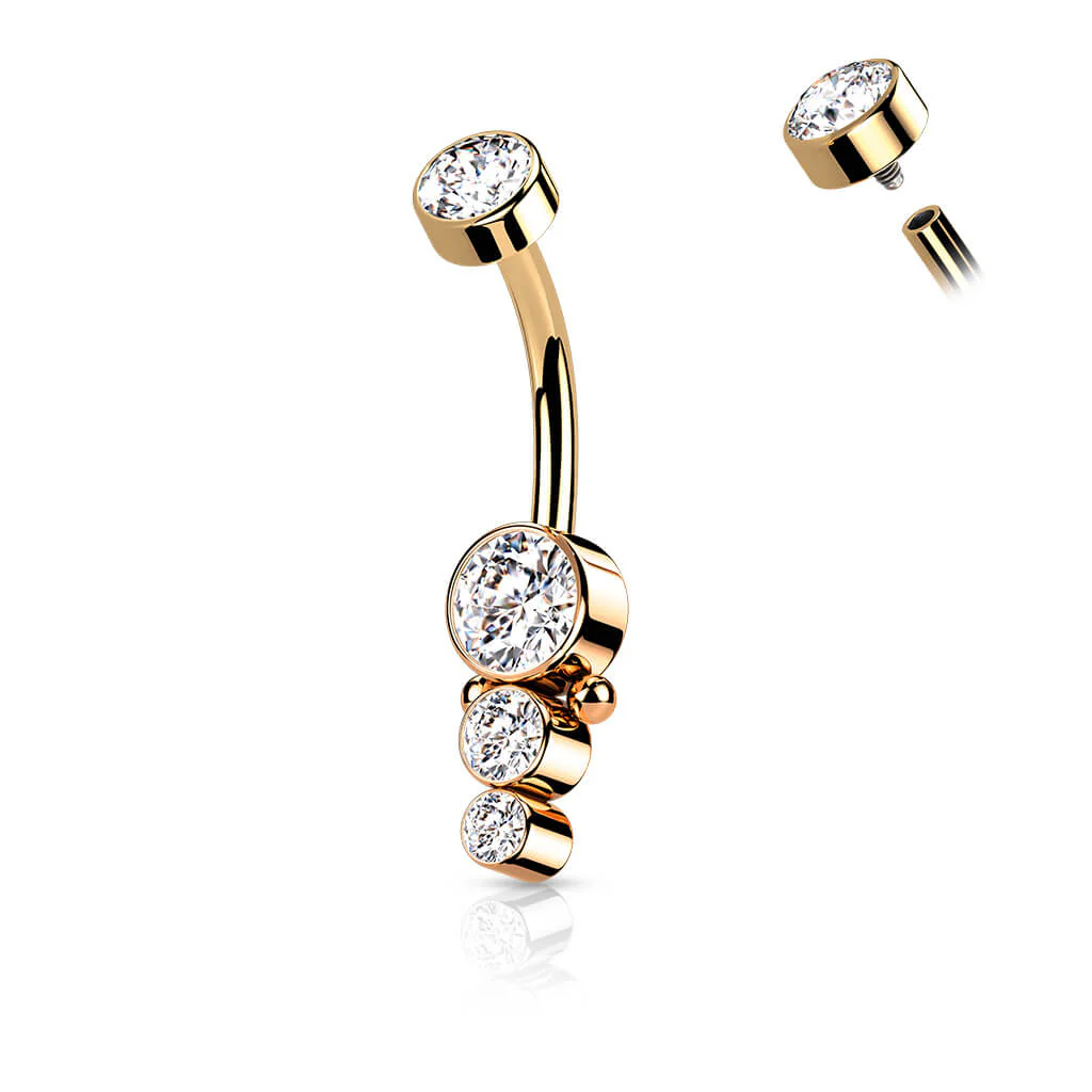 Bauchnabelpiercing Zirkonia Gold Innengewinde - Image 8
