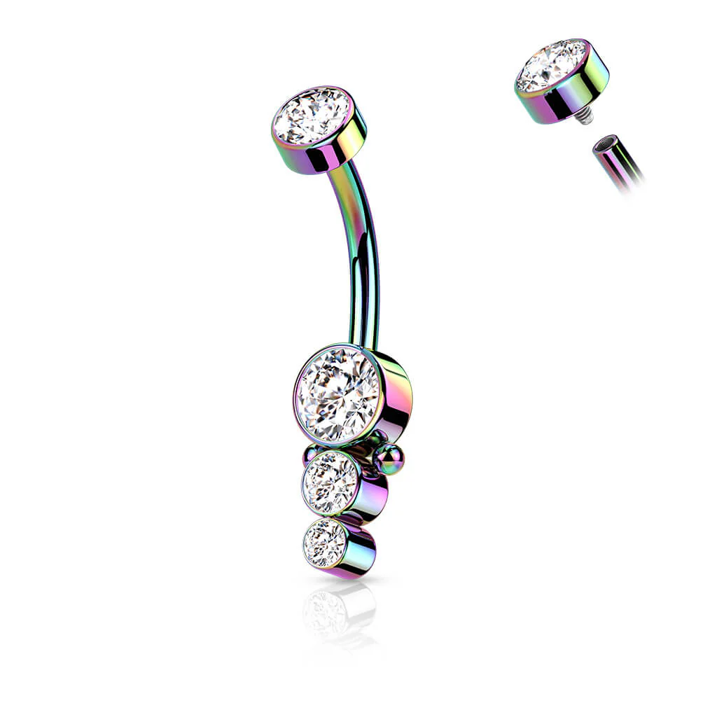 Bauchnabelpiercing Zirkonia Gold Innengewinde - Image 9