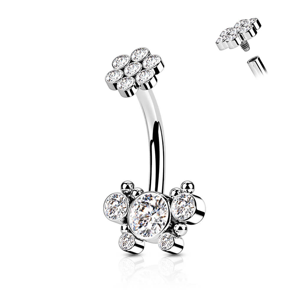 Bauchnabelpiercing Blumen Zirkonia Innengewinde - Image 2