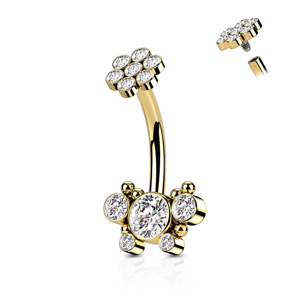 Bauchnabelpiercing Blumen Zirkonia Innengewinde - Image 3