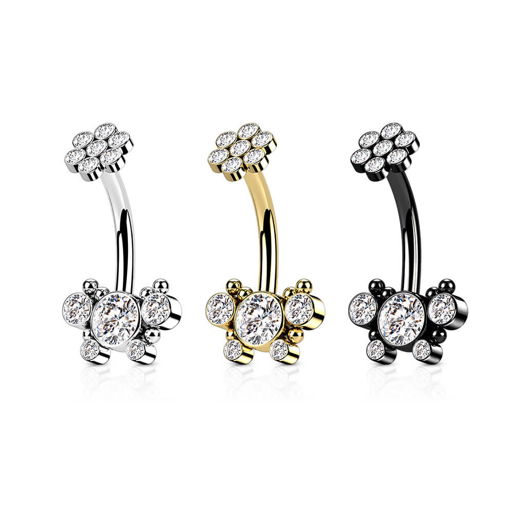 Bauchnabelpiercing Blumen Zirkonia Innengewinde - Image 4